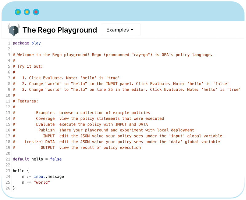 Learn Rego in Rego Playground